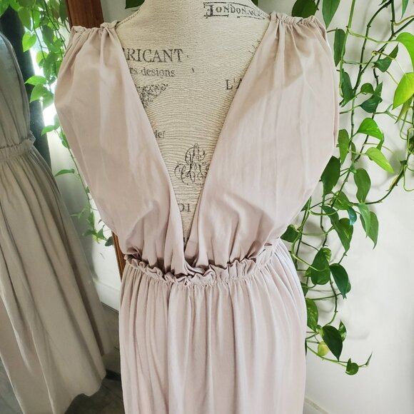 ZARA | Sleeveless Ruffle Waistline Beige Boho Maxi Dress (S) - Picture 6 of 11